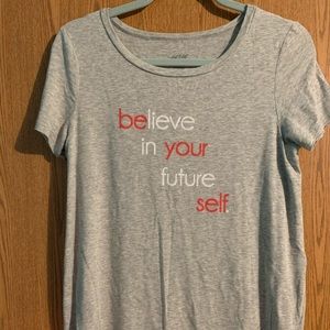 Aerie gray shirt with positive slogan